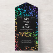 パーソナライズされたLGBTQデジタモダンル結婚ブラック オールインワン招待状 (内側)