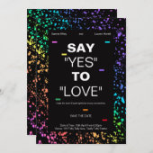 パーソナライズされたLGBTQデジタモダンル結婚ブラック 招待状 (正面/裏面)