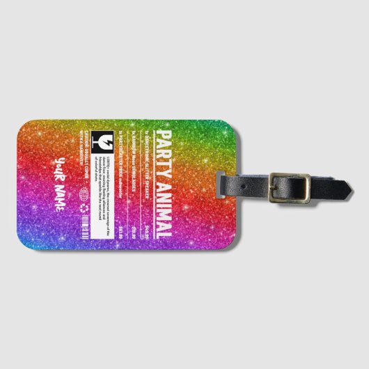 パーソナライズされたLGBTQプライドパーティー動物 ラゲッジタグ (正面横)