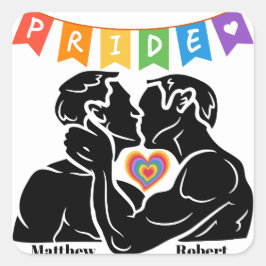 パーソナライズされたLGBTQ+ステッカー、プライドステッカー スクエアシール