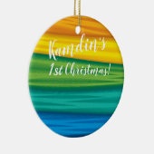 パーソナライズされたlgbtq rainbow flag lesbianゲイbisexu セラミックオーナメント (右)