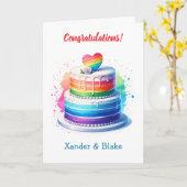 パーソナライズされたLGBTQIA+のおめでとうの結婚使用 カード (黄色い花)