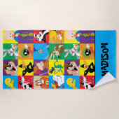 パーソナライズされたLOONEY TUNES™キャラクターグリッド ビーチタオル (正面)