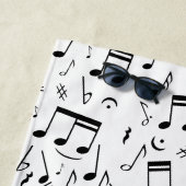 パーソナライズされたLuxury White and Black Music Notes ビーチタオル (インサイチュ)