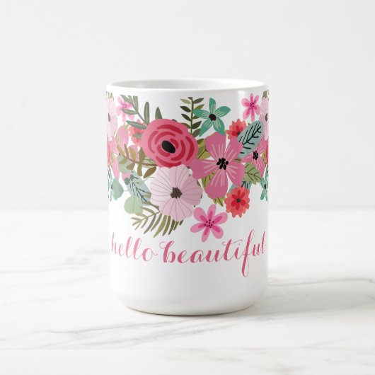 パーソナライズされたmagフローラモダンハロービューティ コーヒーマグカップ (中央)