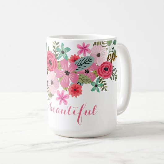 パーソナライズされたmagフローラモダンハロービューティ コーヒーマグカップ (正面右)