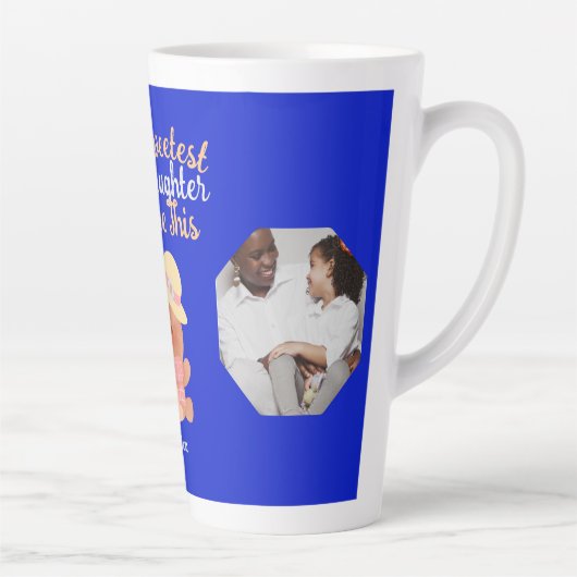 パーソナライズされたMama & Sweetestの娘の名前の写真 カフェラテマグ (右)