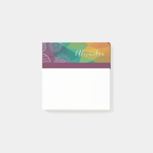 パーソナライズされたmandala rainbow post it notes ポストイット (正面)