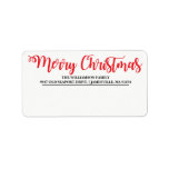パーソナライズされたMerry Christmas宛名ラベル ラベル<br><div class="desc">メーリンパーソナライズされたグ赤と白・ラベルは、あなたの生活を容易にし、あなたのクリスマスの郵便は非常に魅力的にする。このメー伝統的リングラベルは大きな赤い書フォントでMerry Christmasを持っている。お名前と住所は黒書色の文字で下だ。非常に簡単にすカスタマイズ。</div>