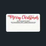 パーソナライズされたMerry Christmas宛名ラベル ラベル<br><div class="desc">メーリンパーソナライズされたグ赤と白・ラベルは、あなたの生活を容易にし、あなたのクリスマスの郵便は非常に魅力的にする。このメー伝統的リングラベルは大きな赤い書フォントでMerry Christmasを持っている。お名前と住所は黒書色の文字で下だ。非常に簡単にすカスタマイズ。</div>