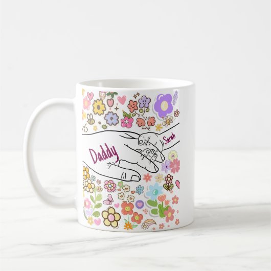 パーソナライズされたMom Mug – 手とハートの3DエフェクトGif コーヒーマグカップ (左)