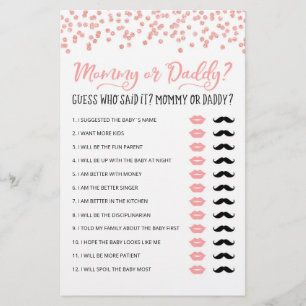 パーソナライズされたMommyまたはDaddy Baby Showerパーティーゲーム