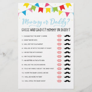 パーソナライズされたMommyまたはDaddy Baby Showerパーティーゲーム