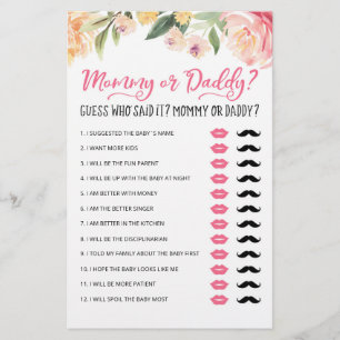 パーソナライズされたMommyまたはDaddy Baby Showerパーティーゲーム