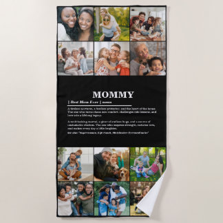 パーソナライズされたMommy Definition 12フォトコラージュ ビーチタオル
