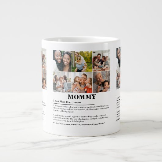パーソナライズされたMommy Definition 6フォトコラージュ ジャンボコーヒーマグカップ (正面)