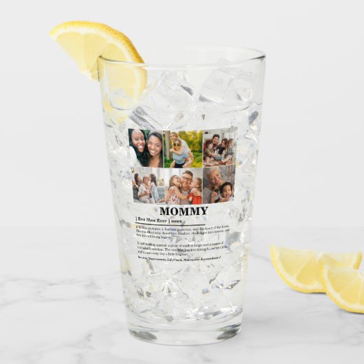 パーソナライズされたMommy Definition 6フォトコラージュ タンブラーグラス (アイス正面)