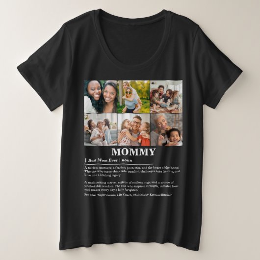 パーソナライズされたMommy Definition 6フォトコラージュ プラスサイズTシャツ (デザイン正面)