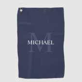 パーソナライズされたMonogramと名前Navy Blue ゴルフタオル (正面)