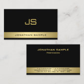 パーソナライズされたMonogram モダン Black金ゴールド 名刺 (正面/裏面)