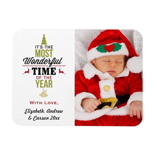 パーソナライズされたMost Wonderful Time of the Year写真 マグネット (横)