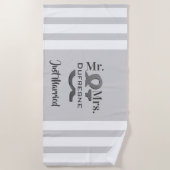「パーソナライズされたMr. & Mrs.」たった今結婚しました/記念日 ビーチタオル (正面)