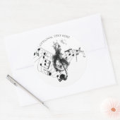 パーソナライズされたMusic Note白黒 ラウンドシール (封筒)