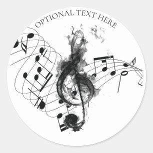 パーソナライズされたMusic Note白黒 ラウンドシール