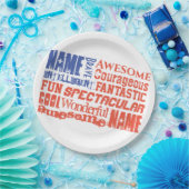 パーソナライズされたName(s) and Words USA国旗 ペーパープレート (パーティー)