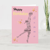 パーソナライズされたNetballテーマ誕生日カード カード (正面)