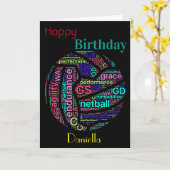 パーソナライズされたNetball Playerの感動的誕生日 カード (黄色い花)