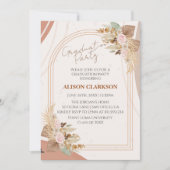 パーソナライズされたNeutral Boho写真卒業パーティー 招待状 (正面)