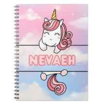 パーソナライズされたNevaeh Unicornノート女の子らしブック