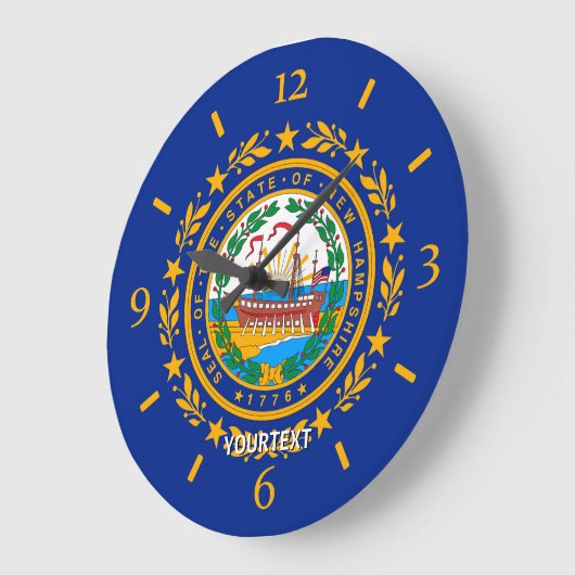パーソナライズされたNew Hampshire State Flagデザインオンア ラージ壁時計 (傾斜)