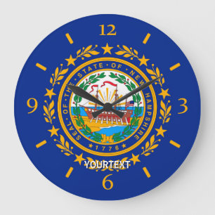 パーソナライズされたNew Hampshire State Flagデザインオンア ラージ壁時計