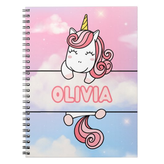 パーソナライズされたOlivia Unicornノートブ女の子らしック ノートブック (正面)