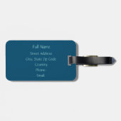 「パーソナライズされたOn the Go」飛行機、海ブルー ラゲッジタグ (裏面横)