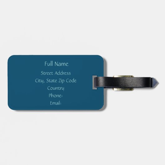 「パーソナライズされたOn the Go」飛行機、海ブルー ラゲッジタグ (裏面横)