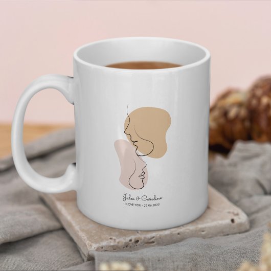 パーソナライズされたOne Line, Love, Boho,アラビア語 コーヒーマグカップ