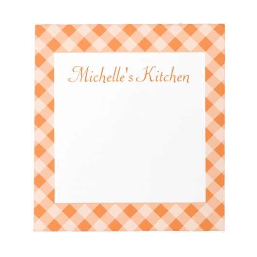 パーソナライズされたOrange Ginghamメモ帳 ノートパッド (正面)