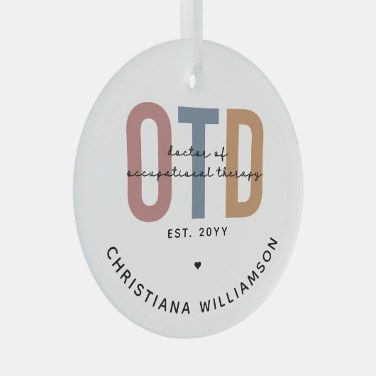 パーソナライズされたOTD職業病セラピー ガラスオーナメント (正面右)