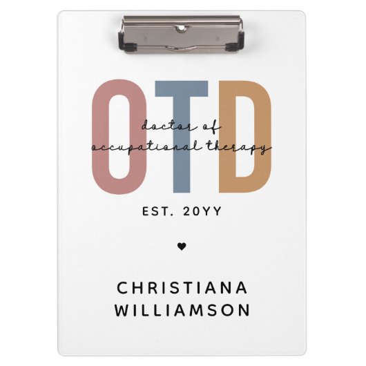 パーソナライズされたOTD職業病セラピー クリップボード (正面)