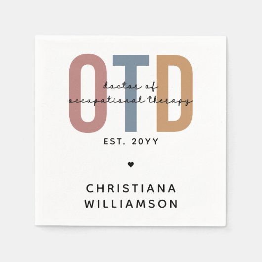 パーソナライズされたOTD職業病セラピー スタンダードカクテルナプキン (正面)