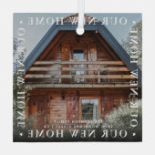 「パーソナライズされたOur New Home」の写モダン真 ガラスオーナメント (裏面)