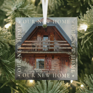 「パーソナライズされたOur New Home」の写モダン真 ガラスオーナメント