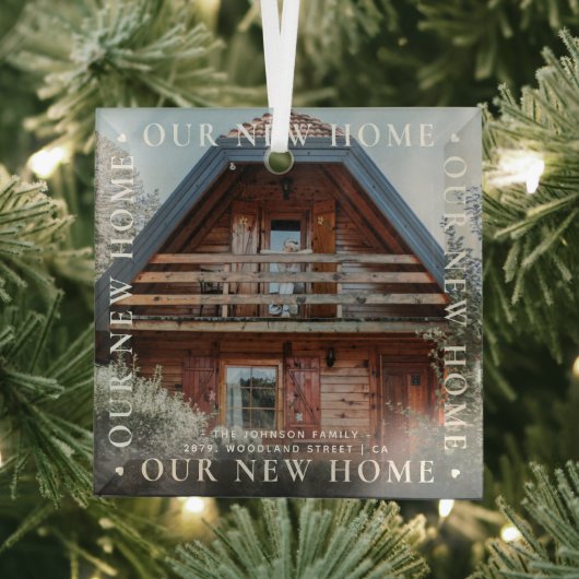 「パーソナライズされたOur New Home」の写モダン真 ガラスオーナメント (インサイチュ)