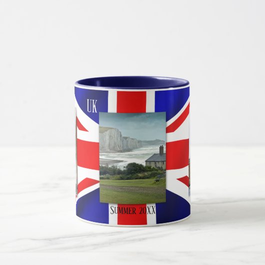 パーソナライズされたPatriot UK国旗の写真マグカップ マグカップ (中央)