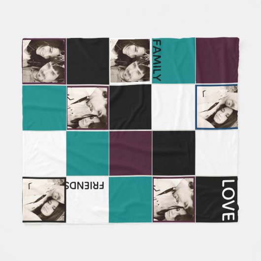 パーソナライズされたPHOTO毛布ナスターコイズ フリースブランケット (正面(横))