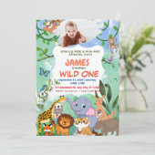パーソナライズされたphoto1st Birthdayワイルドワン招待状 招待状 (スタンド正面)