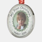 パーソナライズされたPhoto-Babys初めてのクリスマス メタルオーナメント (左)